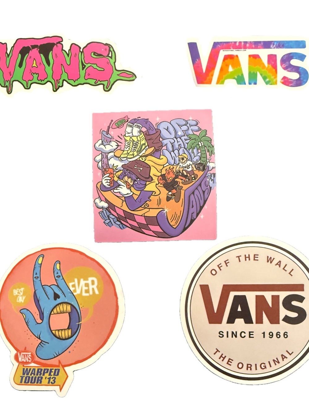 Vans Sticker Lot 5pc Warped Tour Off The Wall Skateboarding Surf Decals